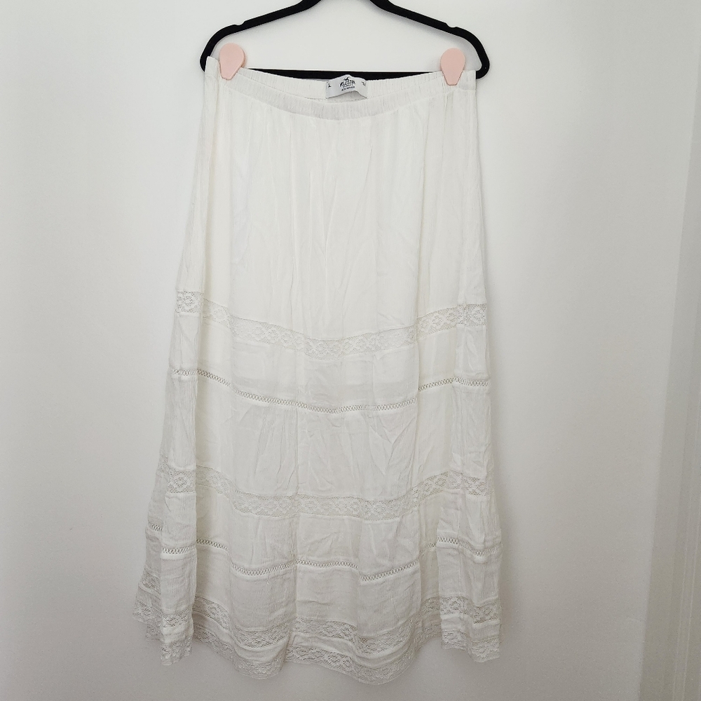 Long Flowy White Skirt from Hollister